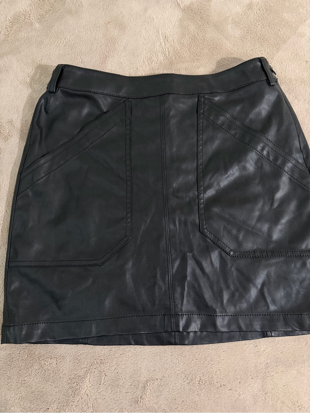 Express Black Faux Leather Skirt with Front Pockets